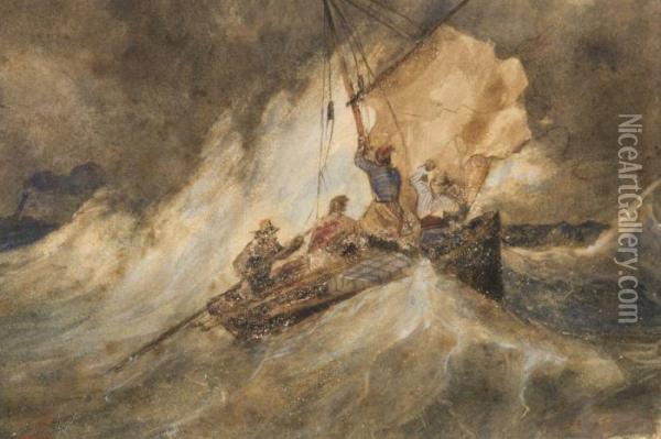 Barque Dans La Tempete Oil Painting - Eugene Isabey