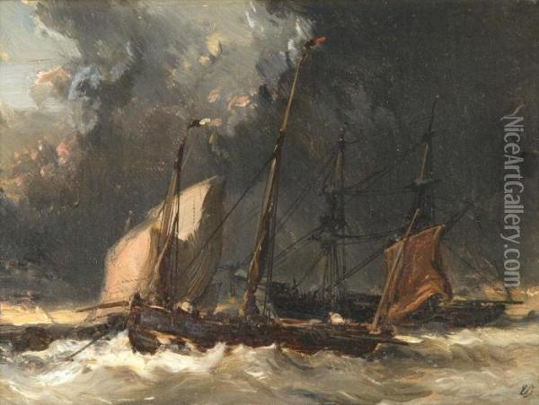 Retour Au Port Par Gros Temps Oil Painting - Eugene Isabey