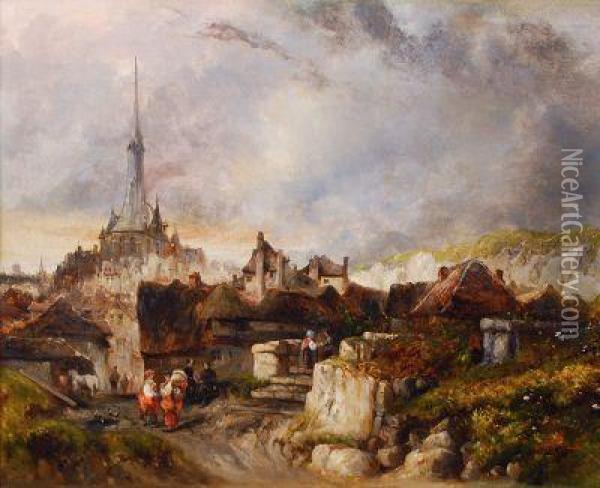 Stadt An Der Kuste Der Normandie Oil Painting - Eugene Isabey