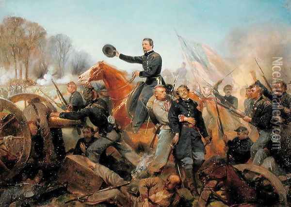 Battle of the Wilderness, Attack at Spotsylvania Court House, Virginia, 1865 Oil Painting - Alonzo Chappel
