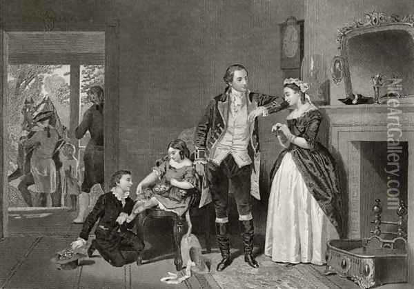 George Washington's first interview with Mrs Custis, from 'Life and Times of Washington', Volume I, 1857 Oil Painting - Alonzo Chappel