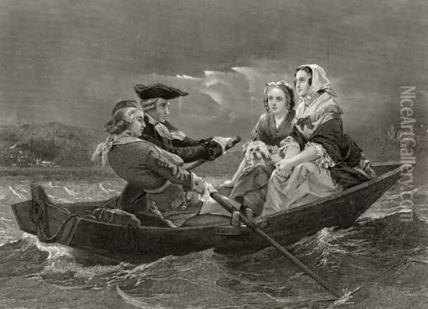 Lady Harriet Ackland on her way to visit the camp of General Gates, from 'Life and Times of Washington', Volume I, 1857 Oil Painting - Alonzo Chappel