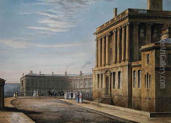 The Royal Crescent, Bath 1820 Oil Painting - David Cox