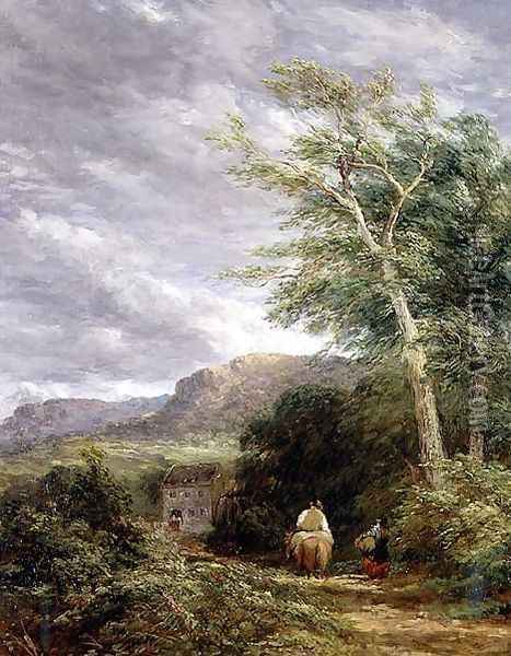Welsh Landscape with a Watermill Oil Painting - David Cox
