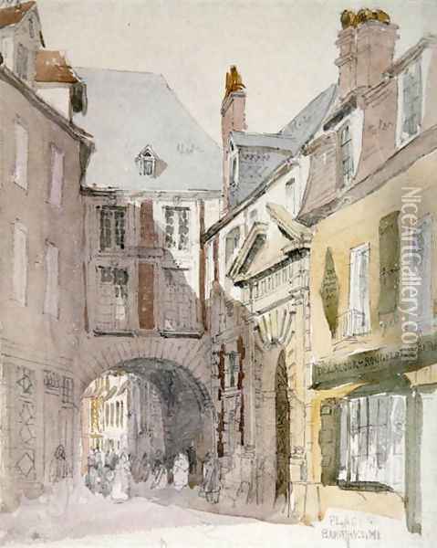 Place Barthelme, Paris, c.1829 Oil Painting - David Cox