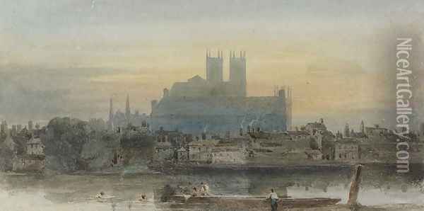 Westminster from Lambeth, c.1813 Oil Painting - David Cox