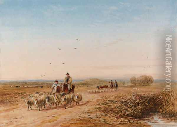 Shepherds driving their sheep Oil Painting - David Cox