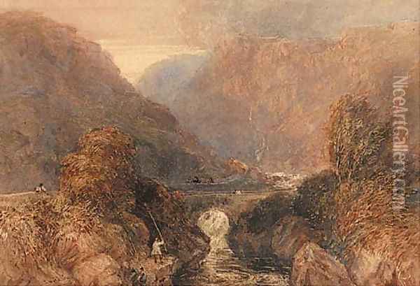 Pont-Aberglasslyn, near Beddgelert Oil Painting - David Cox