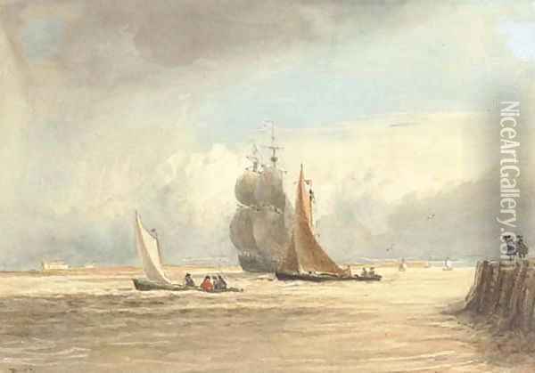 Shipping off Gravesend Oil Painting - David Cox