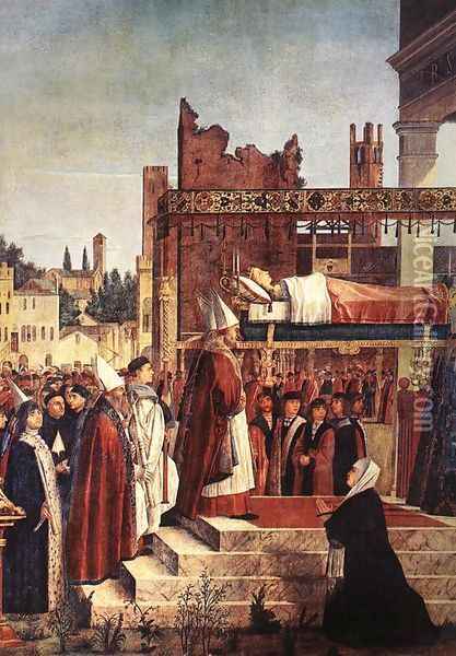 Martyrdom of the Pilgrims and the Funeral of St Ursula (detail 2) 1493 Oil Painting - Vittore Carpaccio