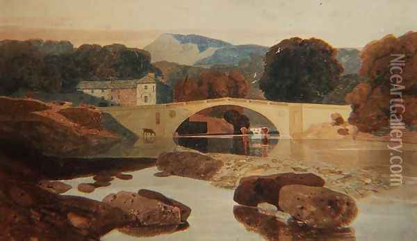 Greta Bridge Yorkshire, 1810 Oil Painting - John Sell Cotman