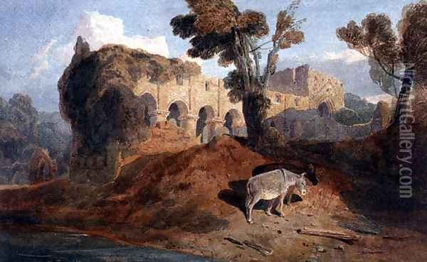 Buildwas Abbey Oil Painting - John Sell Cotman