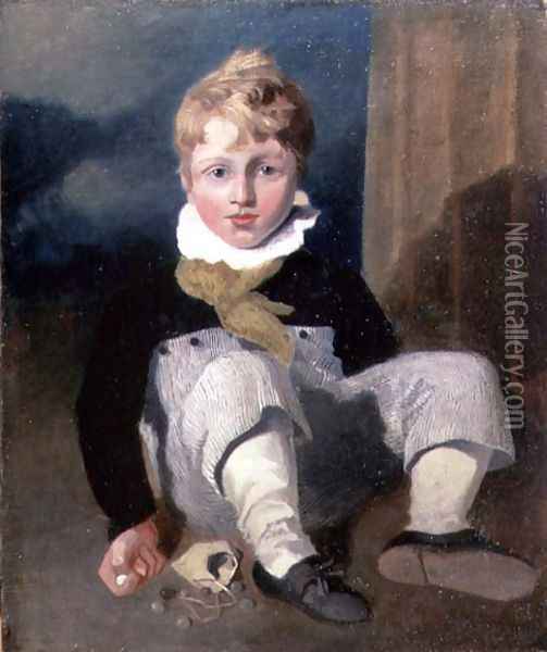 Boy at Marbles (Henry Cotman) 1808 Oil Painting - John Sell Cotman