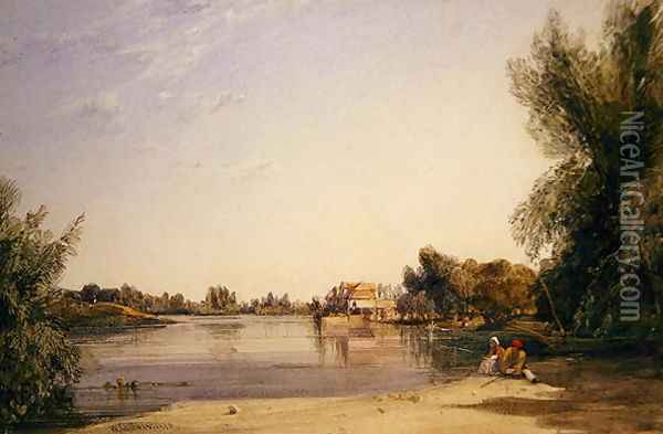 A Mill on the Seine, 1835 Oil Painting - William Callow