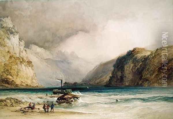 Wallenstadt, from Wesen, Switzerland, 1842 Oil Painting - William Callow