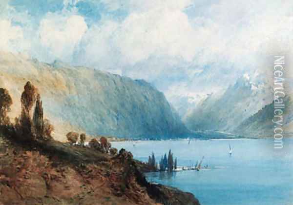 Lake Geneva, Switzerland Oil Painting - William Callow