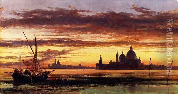 'Sunset Sky, Salute And San Giorgio Maggiore' Oil Painting - Edward William Cooke