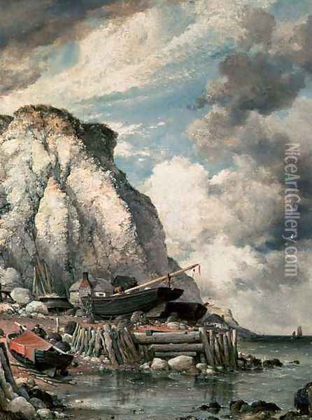 A Bit of Bonchurch in the Olden Times Oil Painting - Edward William Cooke