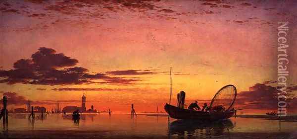 Mazzorto on the Lagoon, Venice, 1864 Oil Painting - Edward William Cooke