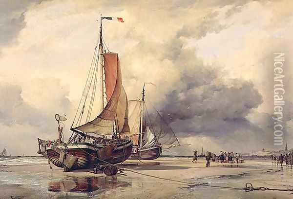 Dutch Pincks, Scheveningen, 1860 Oil Painting - Edward William Cooke