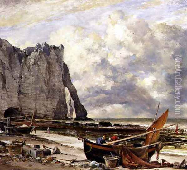 Etretat, Beach with Arch Oil Painting - Edward William Cooke