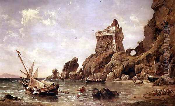 Tower of Erchia, Gulf of Salerno, 1849 Oil Painting - Edward William Cooke