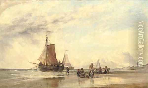 Dutch Pincks, Scheveningen Oil Painting - Edward William Cooke