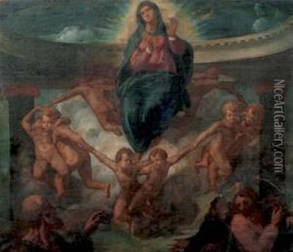 Madonna Con Angeli Oil Painting - Baldassarre Franceschini
