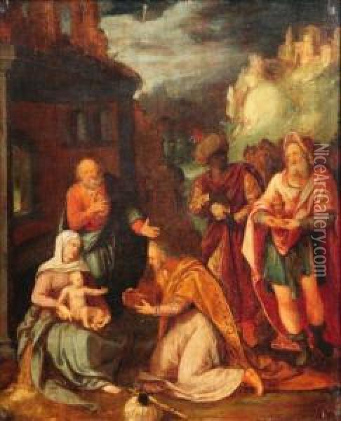 Adoration Des Mages Oil Painting - Ambrosius Francken I