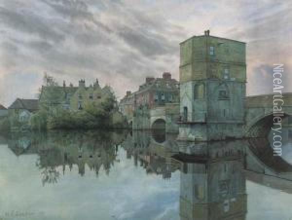 St Ives Bridge, St Ives, Huntingdonshire Oil Painting - William Fraser Garden