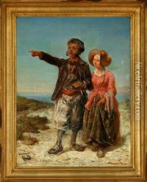 A Couple On The Beach Oil Painting - Julius Friedlaender