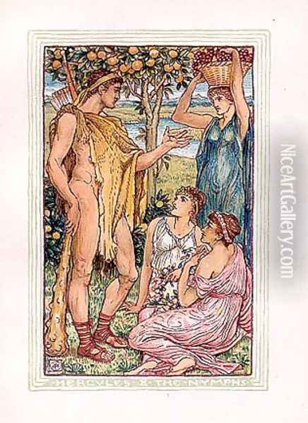 Hercules & the nymphs Oil Painting - Walter Crane