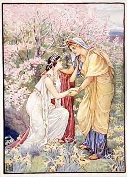 Demeter rejoiced for her daughter was by her side Oil Painting - Walter Crane