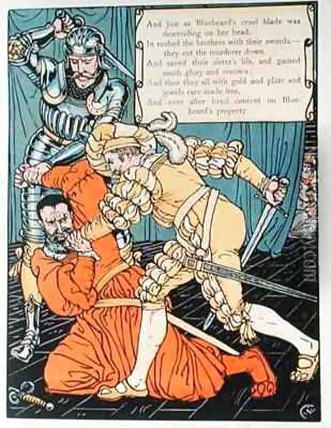 The Brothers saved their sisters life Oil Painting - Walter Crane