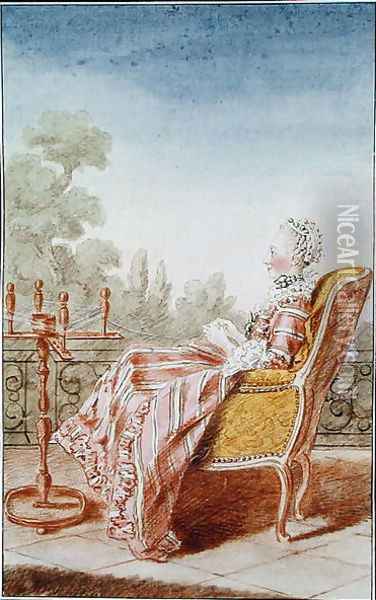 Lydia de Bournonville (1720-1791) Countess of Bentheim, 1767 Oil Painting - Louis Carrogis Carmontelle