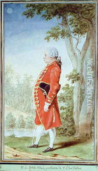 Edme-Francois d'Estrez, Chevalier de Marnay, servant to the duc d'Orleans, 1769 Oil Painting - Louis Carrogis Carmontelle