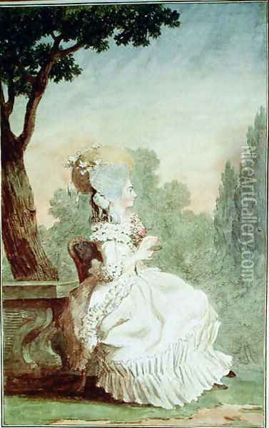 La Marquise Charles du Crest Oil Painting - Louis Carrogis Carmontelle
