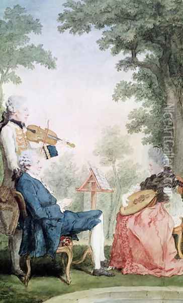 Monsieur and Mademoiselle de Croismare Oil Painting - Louis Carrogis Carmontelle