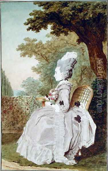 Madame de Boisandre, wife of a horseman to the Duke of Orleans, c.1780 Oil Painting - Louis Carrogis Carmontelle