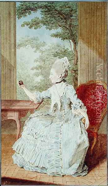 Mademoiselle Gamache (b.c.1729) Countess of Forbach, Duchess of Deux-Ponts, 1769 Oil Painting - Louis Carrogis Carmontelle