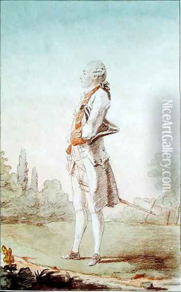 Louis-Philippe Comte de Durfort, Colonel du Regiment de Chartres-Infanterie, c.1759 Oil Painting - Louis Carrogis Carmontelle