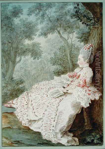La Marquise de la Croix, c.1768 Oil Painting - Louis Carrogis Carmontelle