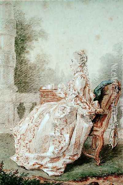 Unknown Lady, c.1762 Oil Painting - Louis Carrogis Carmontelle