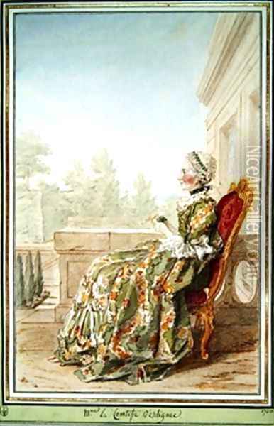 Therese Marguerite Chevalier de Montigny Comtesse dEsclignac Oil Painting - Louis Carrogis Carmontelle