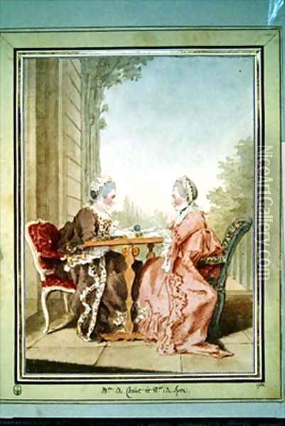 Elisabeth Madame de Chalut et Madame de Spon Oil Painting - Louis Carrogis Carmontelle