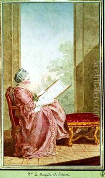 Marguerite Pauline Bombarde of Beaulieu Marchioness Fuzee of Voisenon Oil Painting - Louis Carrogis Carmontelle
