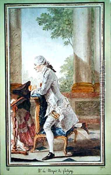 Charles Francois Marquis de Flavigny Oil Painting - Louis Carrogis Carmontelle