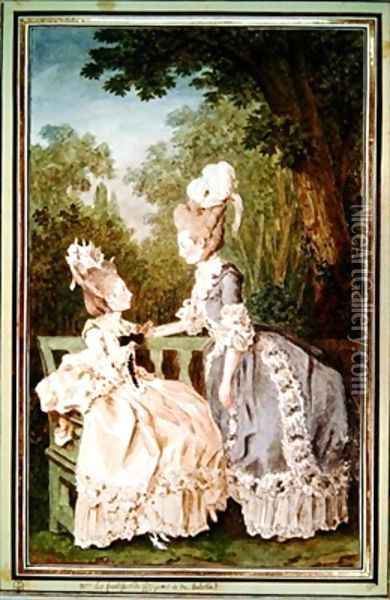 La Comtesse de Fitz James et la Comtesse dHulonstein Oil Painting - Louis Carrogis Carmontelle
