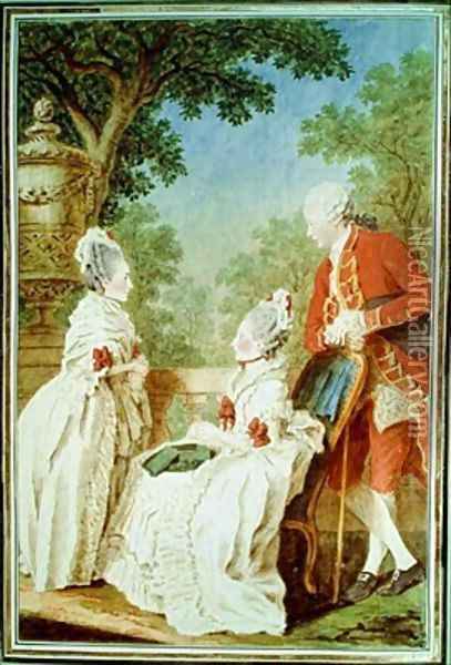 La Marquise de Courtebonne Anne Marie du Puy Montbrun de Montcalm and Louis Pierre de Chastenet Comte de Puysegur 1726-1807 Oil Painting - Louis Carrogis Carmontelle