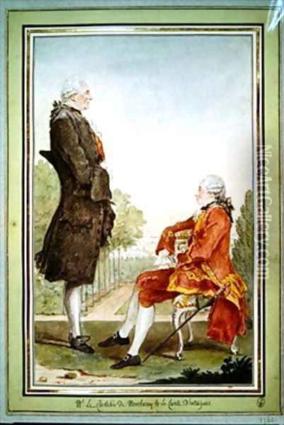 Le Chevalier de Montbarrey and le Comte dEntragues Oil Painting - Louis Carrogis Carmontelle